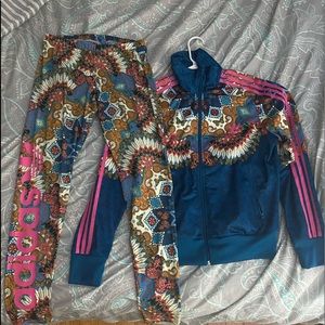 Adidas Colorful Leggings AND Jacket Set